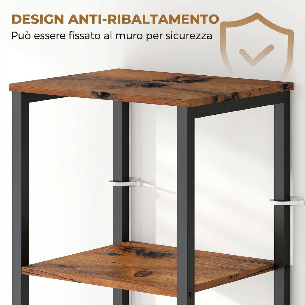 kleankin Tall Narrow Bathroom Cabinet, Space-Saving Bathroom Cabinet with Soft-Close Louvered Doors, 3 Open Shelves, Adjustable Shelves, Rustic Brown