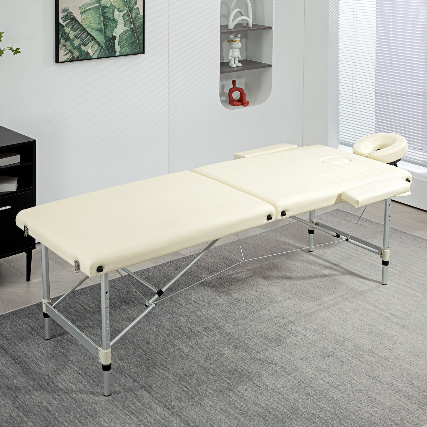 HOMCOM Professional Folding Massage Table, Adjustable Height and Transport Bag, White - Borgè