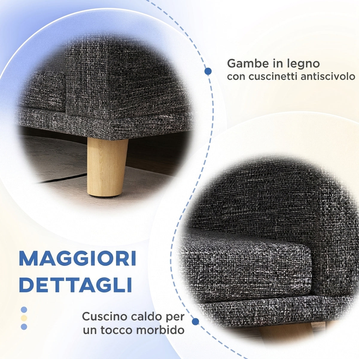 PawHut Large Dog Sofa with Removable Cushion, Polyester and Wood, 98x67x25 cm, Dark Grey