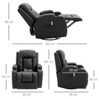 Homcom Relaxable relaxation armchair up to 150 ° in fake skin with 8 massage and heating points, black - Borgè