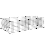 Modular Small Animal Playpen with Panels and Accessories, Indoor Metal Hedgehog Cage for Guinea Pigs and Hedgehogs, 106x73x36 cm, Black