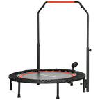 Mini Fitness Trampoline Ø102 cm with Adjustable Handlebar, Foldable Elastic Trampoline, Black