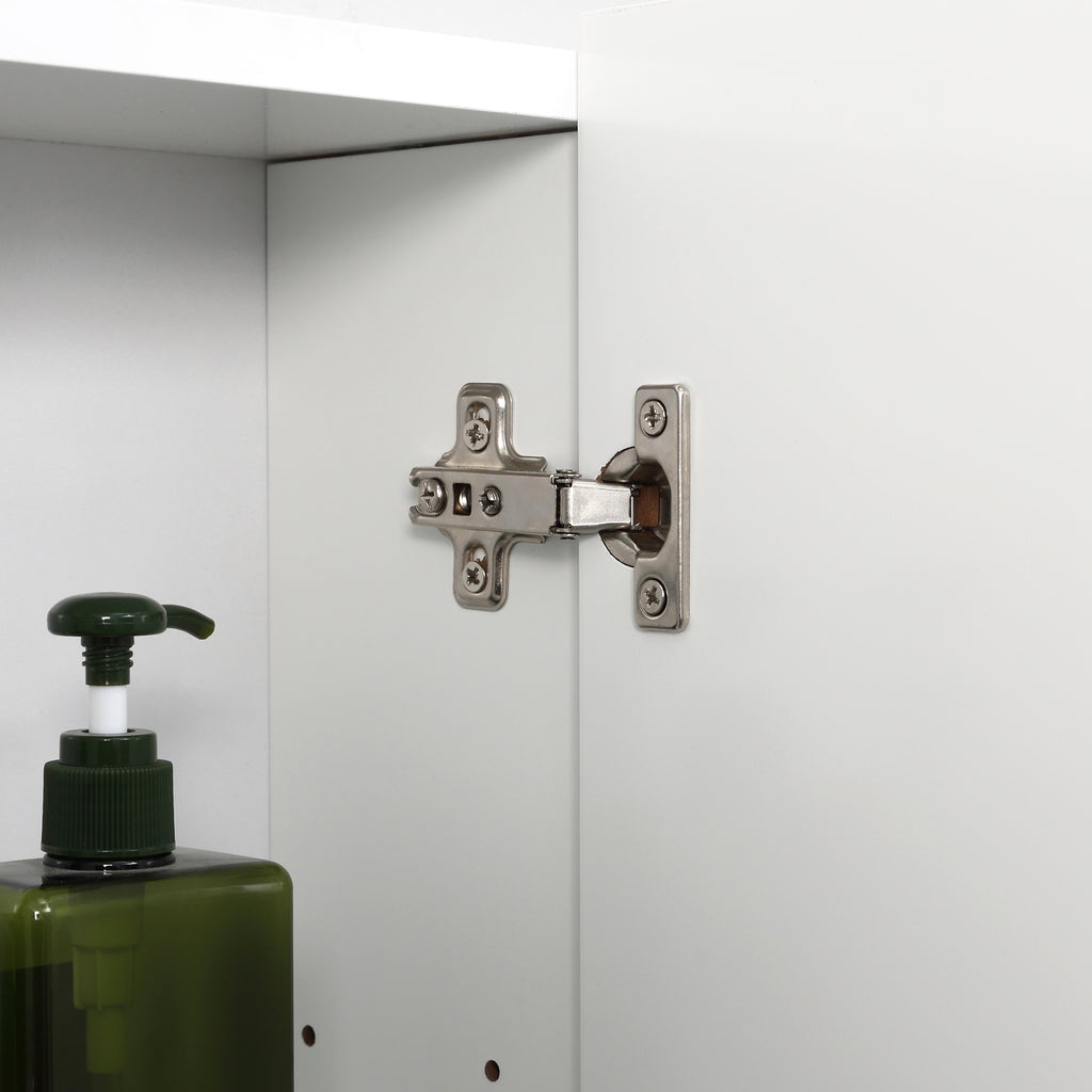 Bathroom Cabinet with 3 Mirrored Doors and Adjustable Shelves, 70x15x60cm, White - Borgè