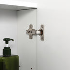 Bathroom Cabinet with 3 Mirrored Doors and Adjustable Shelves, 70x15x60cm, White - Borgè