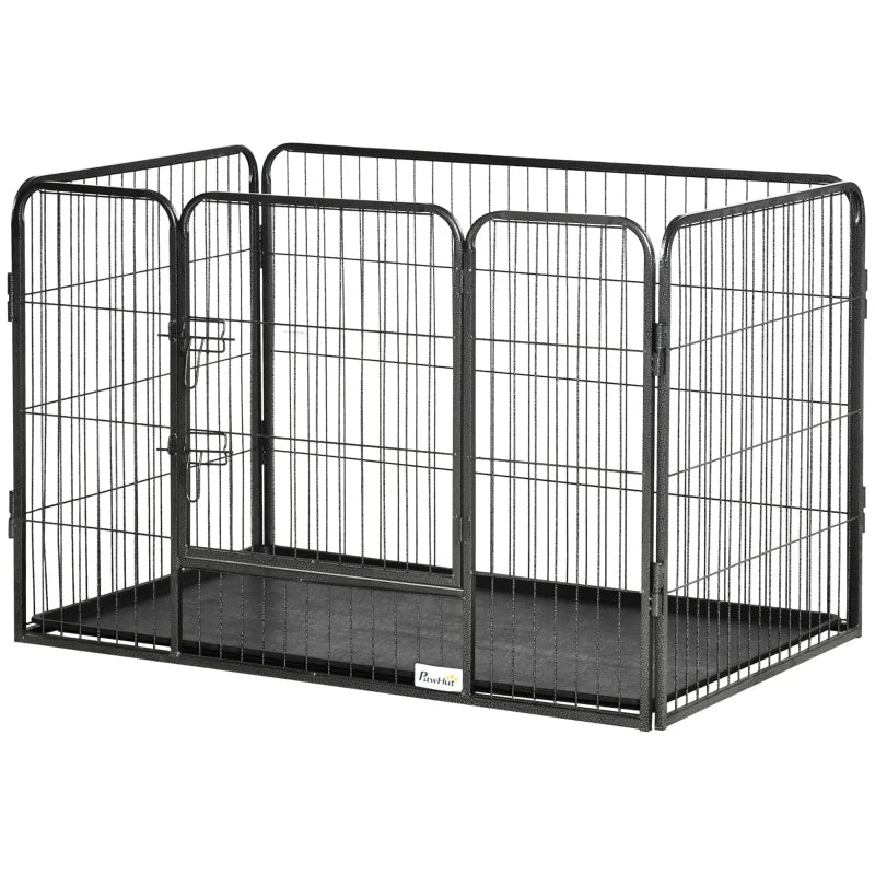 Metal Dog Kennel with Door and Bottom Tray, 109x74x71cm, Grey - Borge' Group Limited