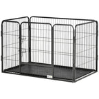 Metal Dog Kennel with Door and Bottom Tray, 109x74x71cm, Grey - Borge' Group Limited