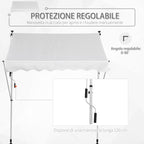 Outsunny 2x1.5m Outdoor Roller Awning with Crank, Adjustable Height and Angle, White