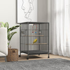 Pawhut for birds in steel and pp with 5 doors, 2 posees and removable tray, 48x46x74 cm, gray - Borgè