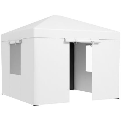 3x3 m Waterproof PE Gazebo Cover with Hinged Doors and Windows, White. (COVER ONLY) - Borgè