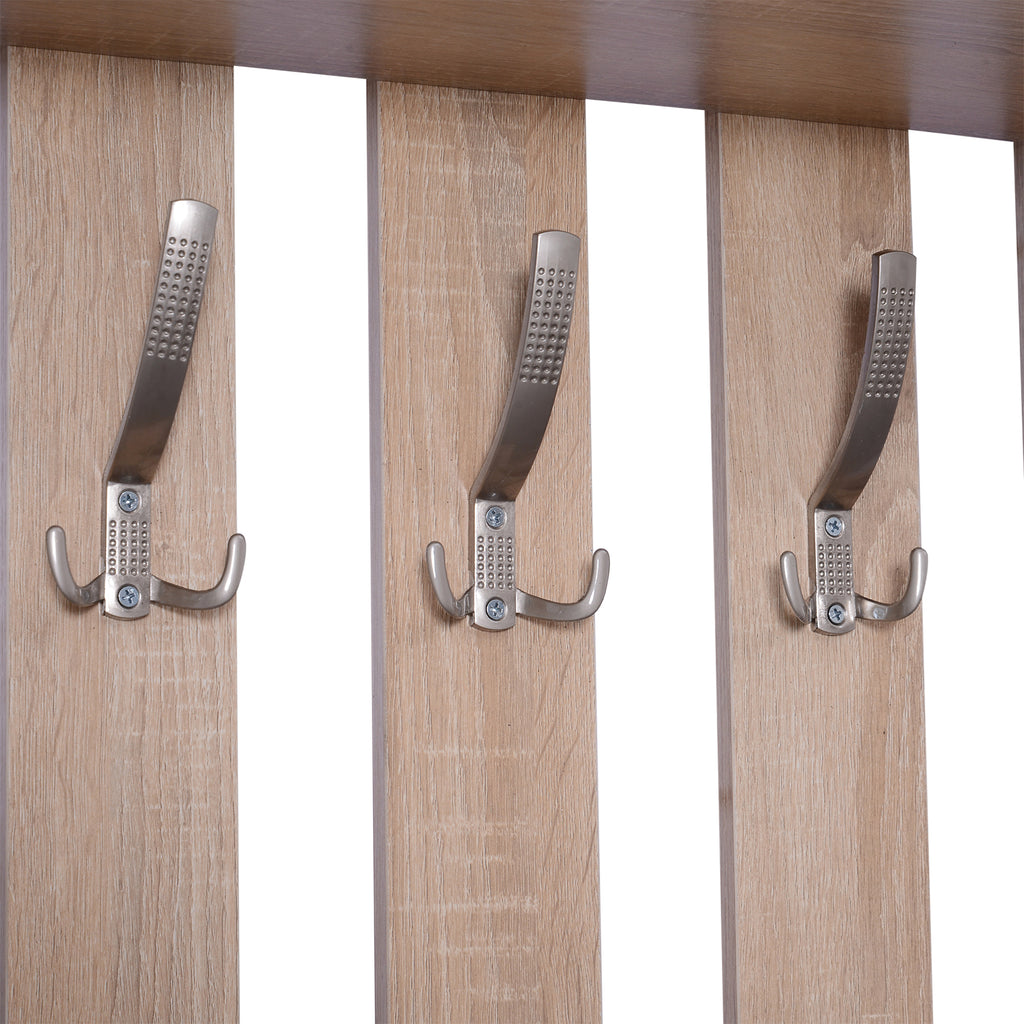 3-in-1 Wardrobe Furniture Set with Mirror and Shoe Rack for Entrance Hallway, Chipboard, 90 x 21.5 x 116cm, Oak