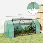 Outsunny Steel Tunnel Greenhouse with PVC Cover, 200x100x80 cm, Green