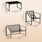 4-Piece Garden Set with Sofa, 2 Armchairs and Coffee Table, in Steel, Polyester and PP Cotton, Beige and Grey