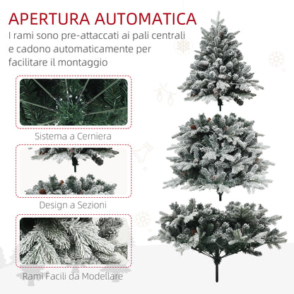 Artificial Christmas Tree 180cm with 793 Branches, LED Lights and Snow-covered Branches, Green