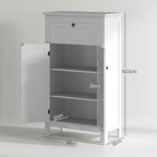 Bathroom Cabinet with 2 Doors and Drawer, Space-Saving Bathroom Cabinet with Adjustable Shelves, 60x30x102.5 cm, White