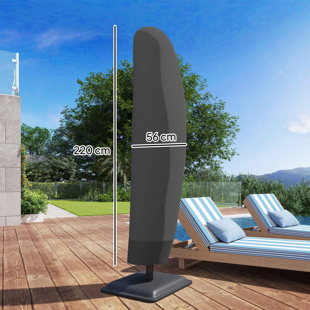 Outsunny 3x3m Waterproof Umbrella Cover, Cantilever Umbrella Cover with Zipper and Tie, Black
