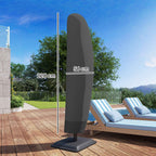 Outsunny 3x3m Waterproof Umbrella Cover, Cantilever Umbrella Cover with Zipper and Tie, Black