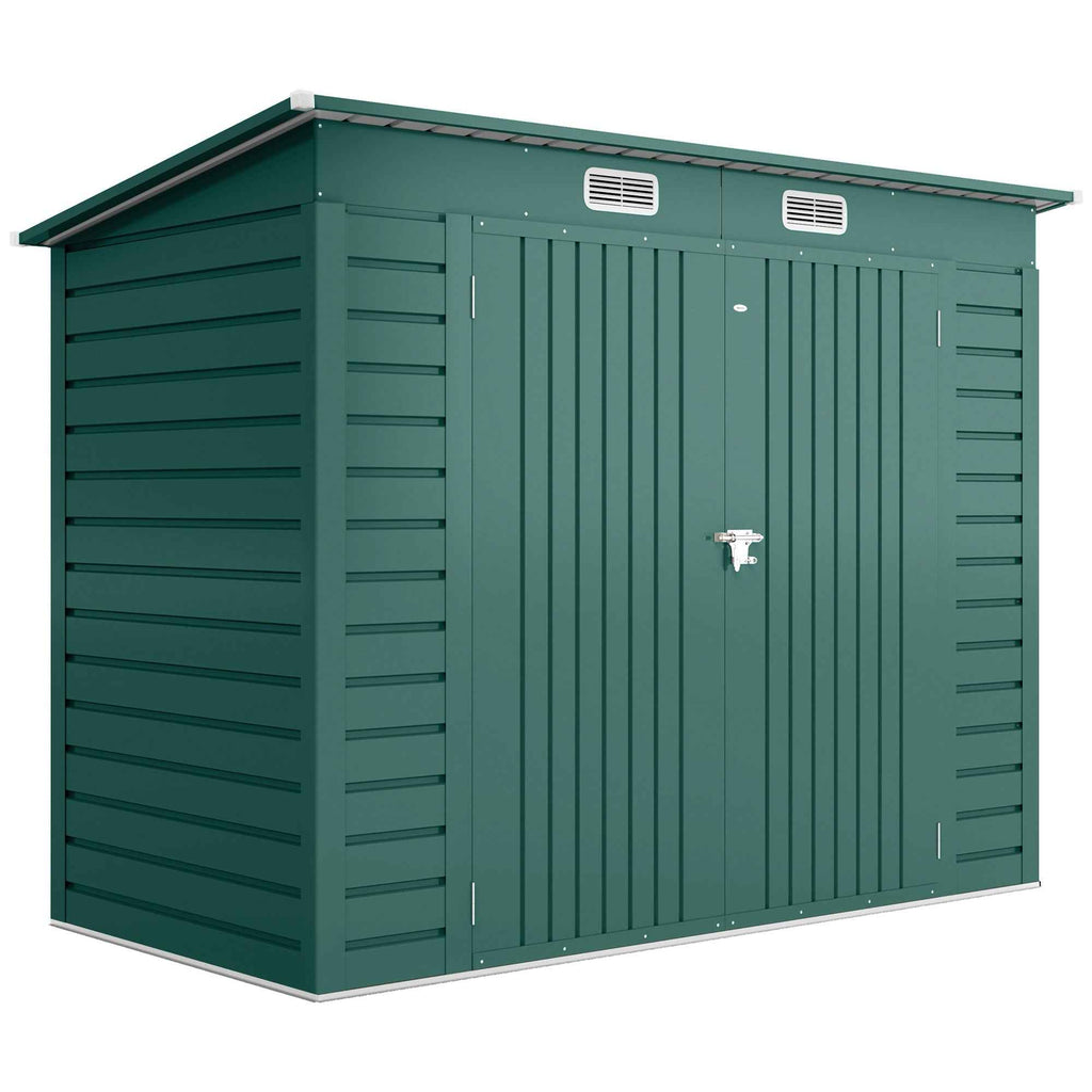 Outsunny Steel Tool Shed with 2 Vents and Latch, 249x121x183 cm, Green