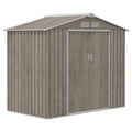 Metal Garden Shed with Vents and Double Sliding Door, 2.1x1.3m, Light Brown