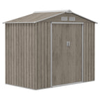 Metal Garden Shed with Vents and Double Sliding Door, 2.1x1.3m, Light Brown