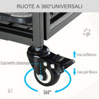 Kennel Folding Double Door Dog Cage with Lock, 4 Wheels with Brake and Removable Bottom, 109.5x71x78cm