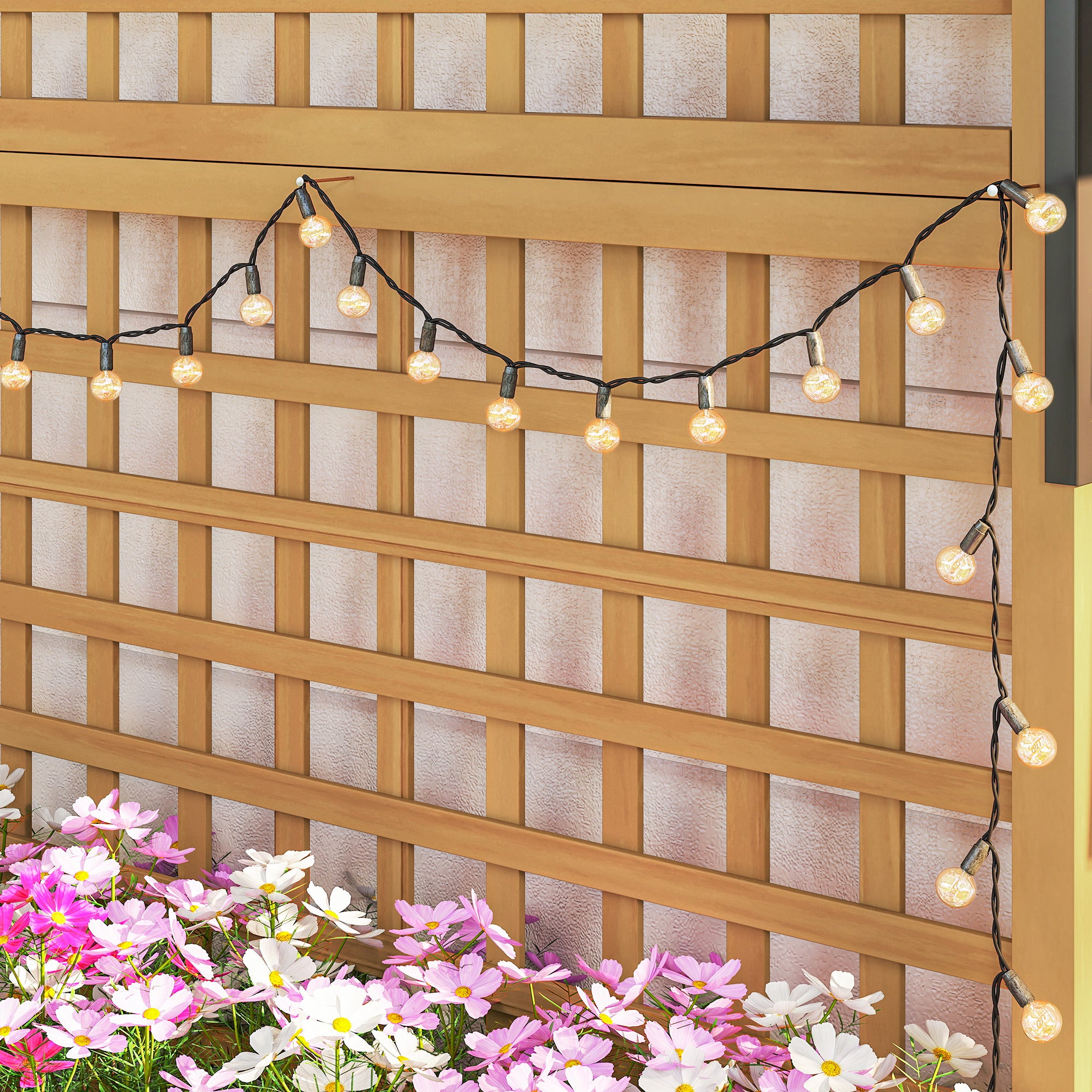 Outsunny Garden Planter with Wooden Trellis for Climbing Plants, 90x45x183 cm, Yellow