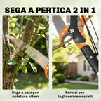 Outsunny 3-Piece 2-in-1 Hand Saw Set with 2-3m Telescopic Pole, Pruning Saw and Scissors
