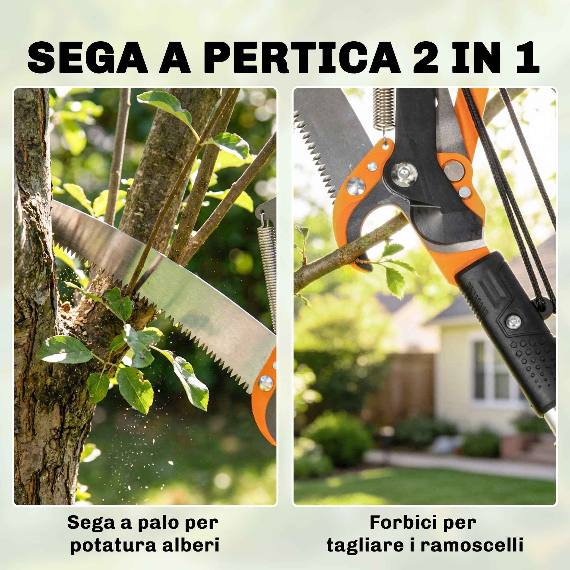 Outsunny 3-Piece 2-in-1 Hand Saw Set with 2-3m Telescopic Pole, Pruning Saw and Scissors