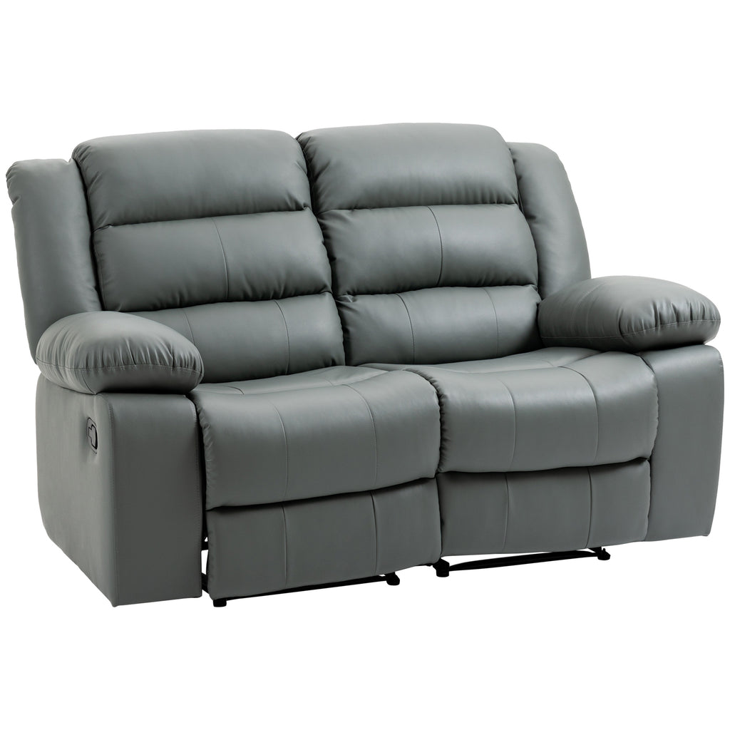 HOMCOM 2-Seater Reclining Sofa with Split Backrest and Footrest, 168 x 98 x 102 cm, Grey