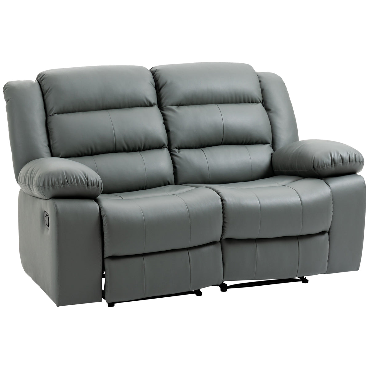 HOMCOM 2-Seater Reclining Sofa with Split Backrest and Footrest, 168 x 98 x 102 cm, Grey