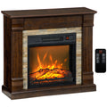 Built-in Electric Fireplace with Timer, Adjustable Flame and Temperature, 80x21.6x67.8 cm, Brown