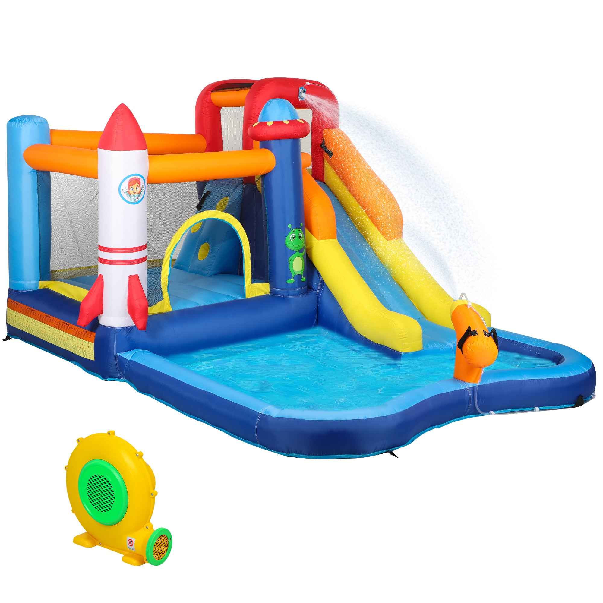 5-in-1 Inflatable Water Park Castle, 360x250x195cm, Multicolor