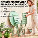 Outsunny Bistro Garden Set: Round Table and Folding Chairs for 2, Light Green.