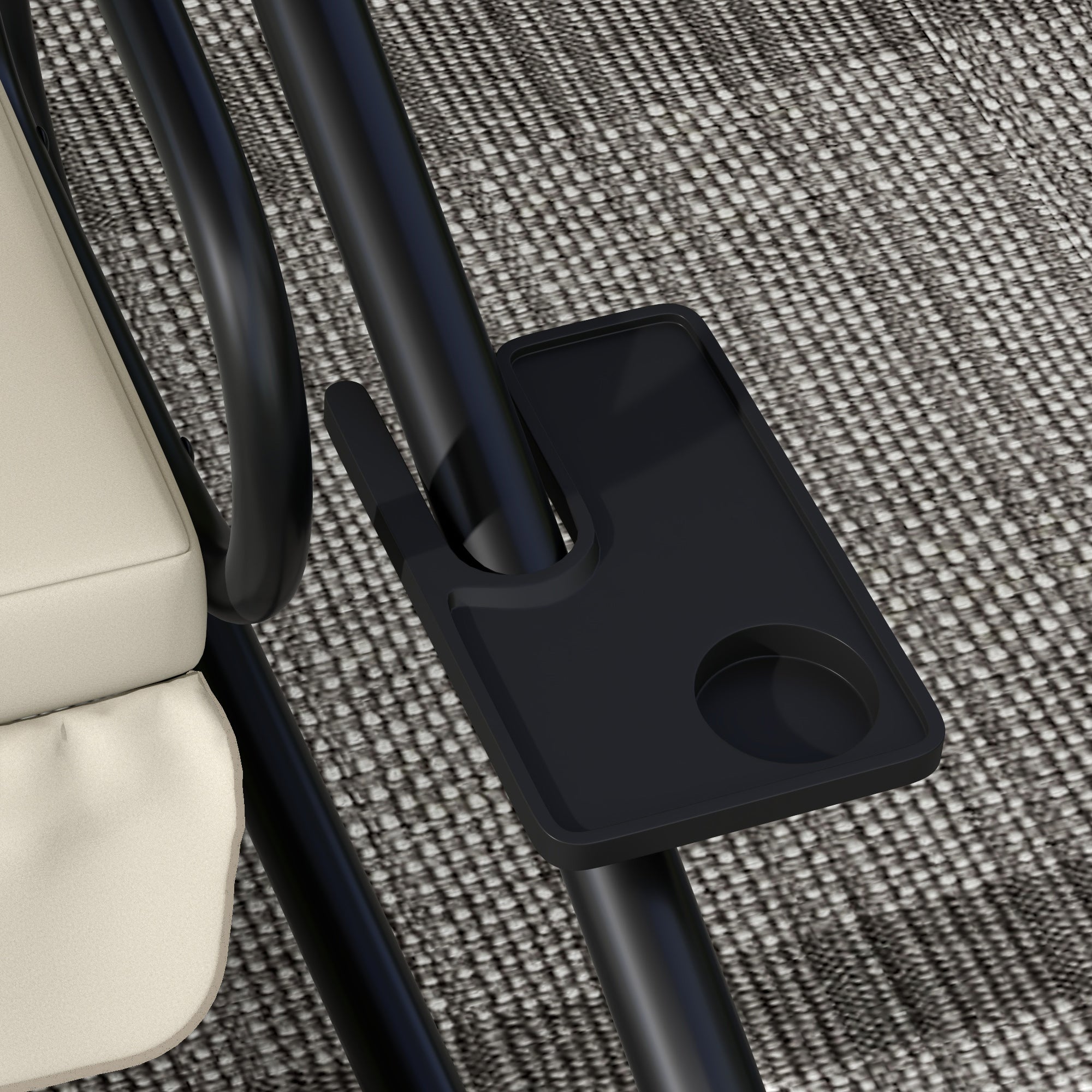 Outsunny Garden Swing Bed with Adjustable Canopy and Trays, Steel and Teslin, 200x120x164 cm, Cream