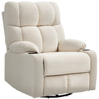 135° Reclining Chair with Cup Holder and Footrest, Linen Effect Fabric, 88x96x108 cm, Beige