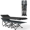 Folding Camping Cot with Inclined Headrest and Removable Mattress, 196x68x37 cm, Black