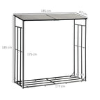 Outdoor Metal Wood Shed with Polycarbonate Roof, 2100kg Capacity, 185x67x185, Black