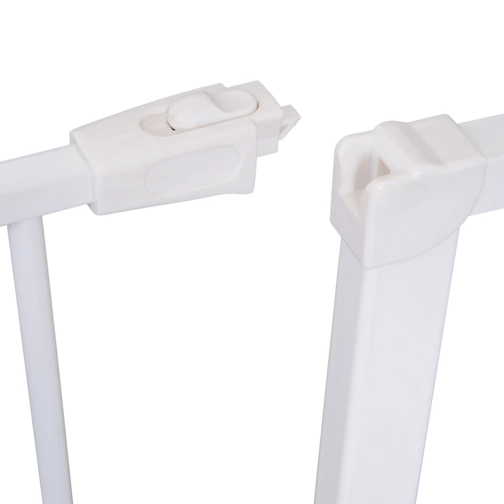 Extendable Safety Dog Gate 76-107cm Pressure Fit, Metal & Plastic, White - Borge' Group Limited