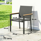 Outsunny Set of 2 Stackable Garden Chairs with Padded Seat and Backrest, Dark Grey