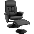 360° Swivel Metal and Faux Leather Relaxing Chair with Footrest and Adjustable Backrest, Black