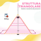 Height Adjustable Gymnastics Bar for Children with 2 Rings, Steel, 148x105x88-128 cm, Pink
