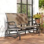 Outsunny 2-Seater Garden Swing Bench in Metal and Mesh Fabric, 120x70x85 cm, Light Brown