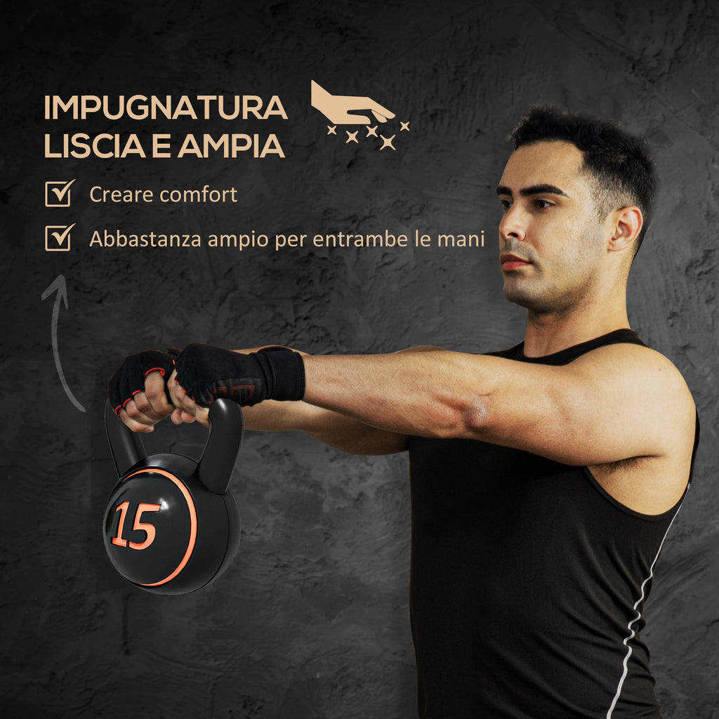 SPORTNOW Set of 3 Kettlebells of 2.2 kg, 4.5 kg and 6.8 kg with Flat Base and Weight Holder, in Plastic and Sand, Black