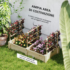 Garden Bed with 3 Trellis and 2 Fir Wood Planters with Open Bottom, 119x62.5x64 cm, Wood Color