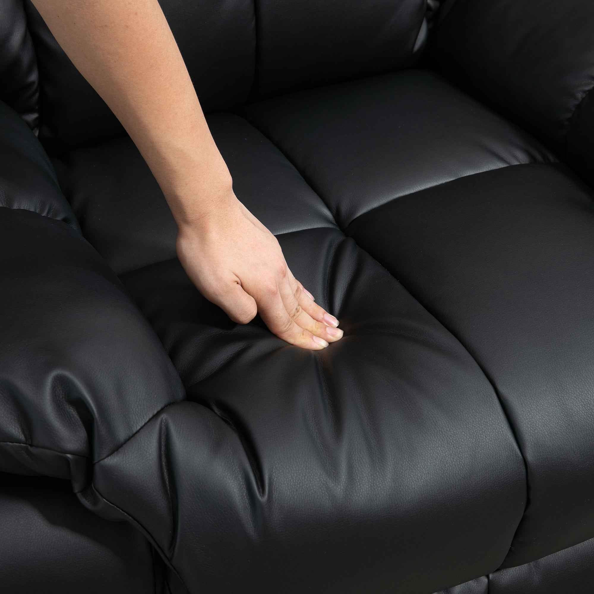 HOMCOM Relaxing Chair with 8 Massage Points and 165° Reclining in Faux Leather, Black