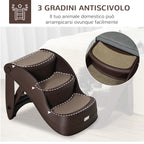 Folding Dog Ladder with 3 Non-Slip Steps in PP, 49x38x38 cm, Brown