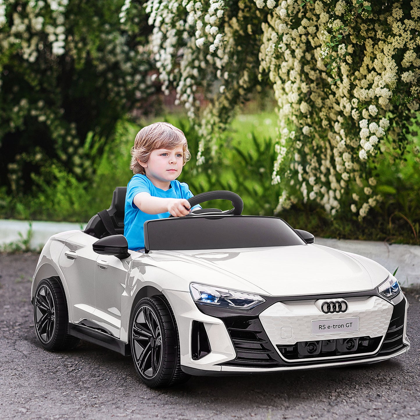 Audi Electric Car for Children 3-5 Years with Remote Control, Suspension and Horn, 103x58x41 cm, White and Black