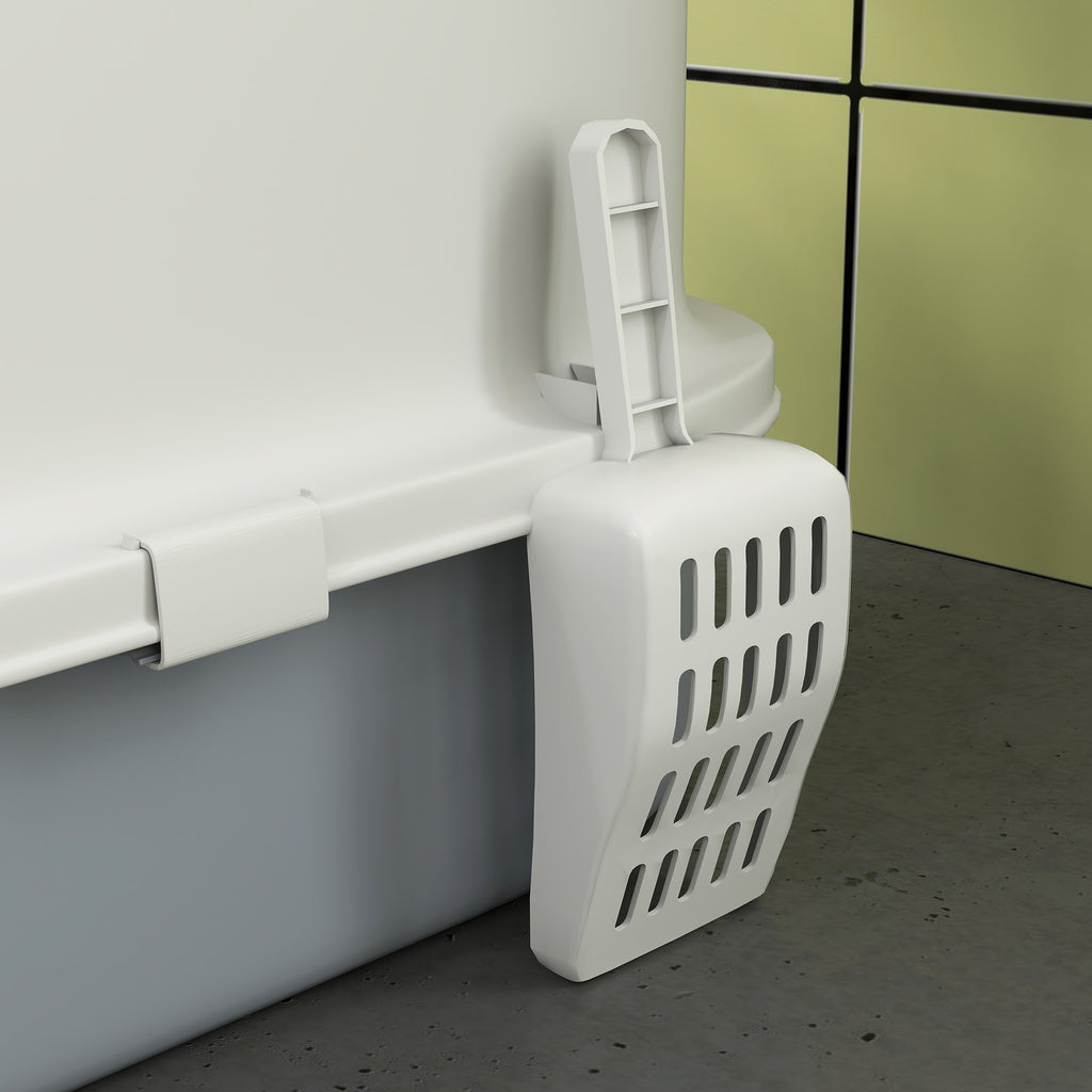 Enclosed Cat Litter Box with 2 Doors, Removable Tray, Scoop and Deodorizer, Grey