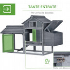 Prefabricated Wooden Chicken Coop for 2 Chickens with Run and Nest for Brooding, 150.5x54x87cm - Borge' Group Limited