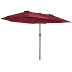 Double Garden Umbrella with Crank Opening, in Steel and Polyester, 460x270x240 cm, Red - Borge' Group Limited