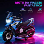 AIYAPLAY Electric Motorcycle for Children with Wheels, Mirrors and Footrest, Made of PP and Metal, 85.5x44.5x56 cm, Blue